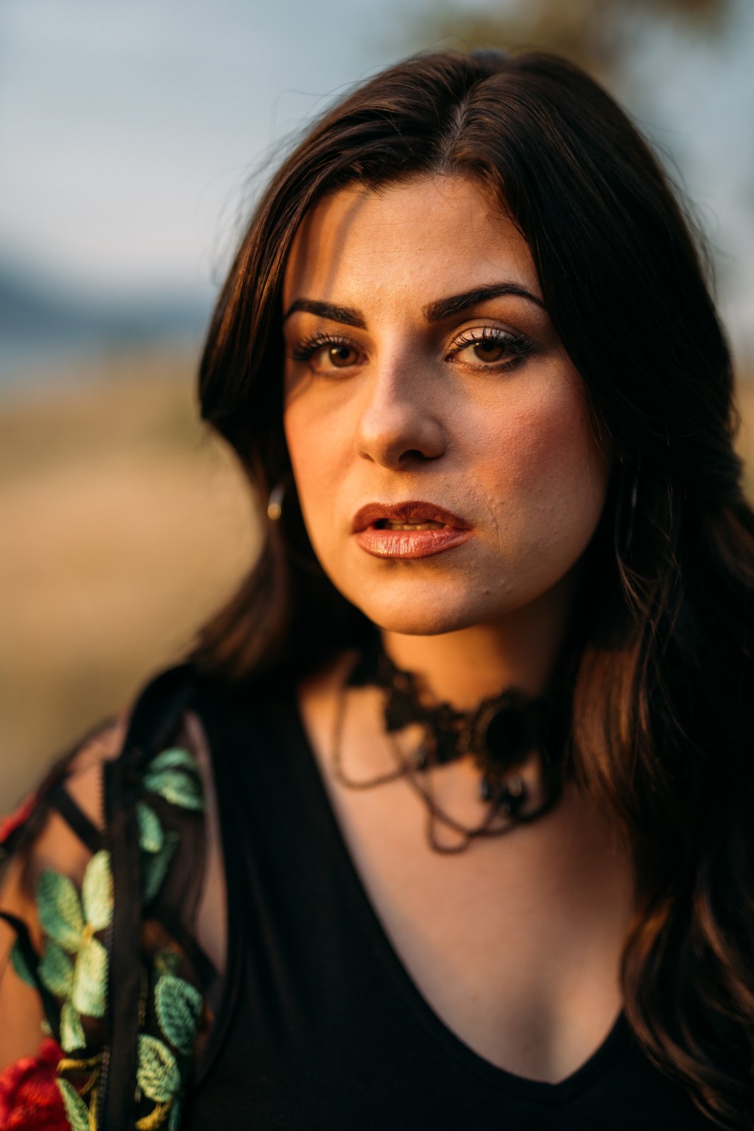 Sophia in a close autumn portrait above Okanagan Lake