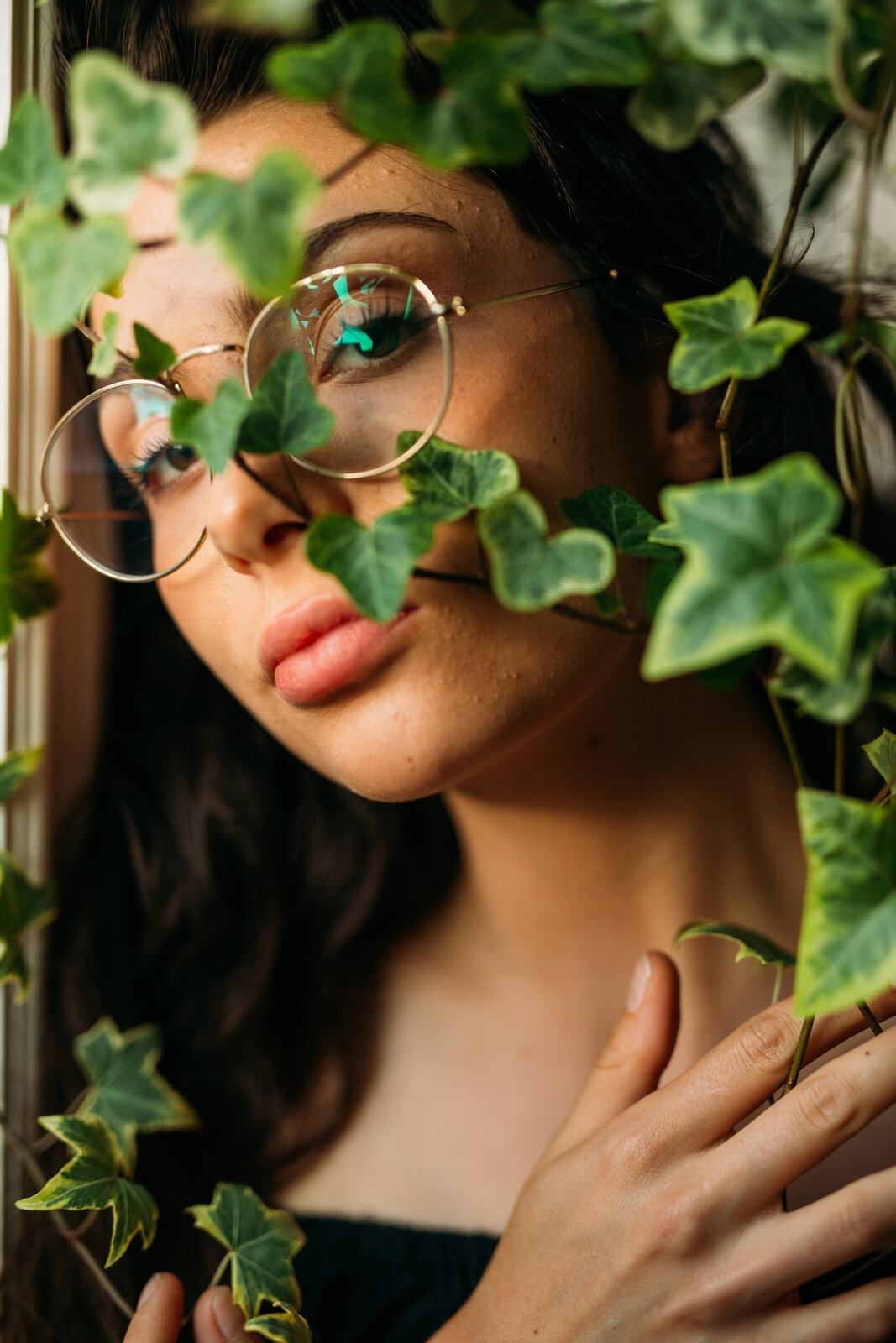 Mel, Summer 2019 story frame 9: A 2019 portrait archive story with bubbles, reeds, glasses and warm dusk colour.