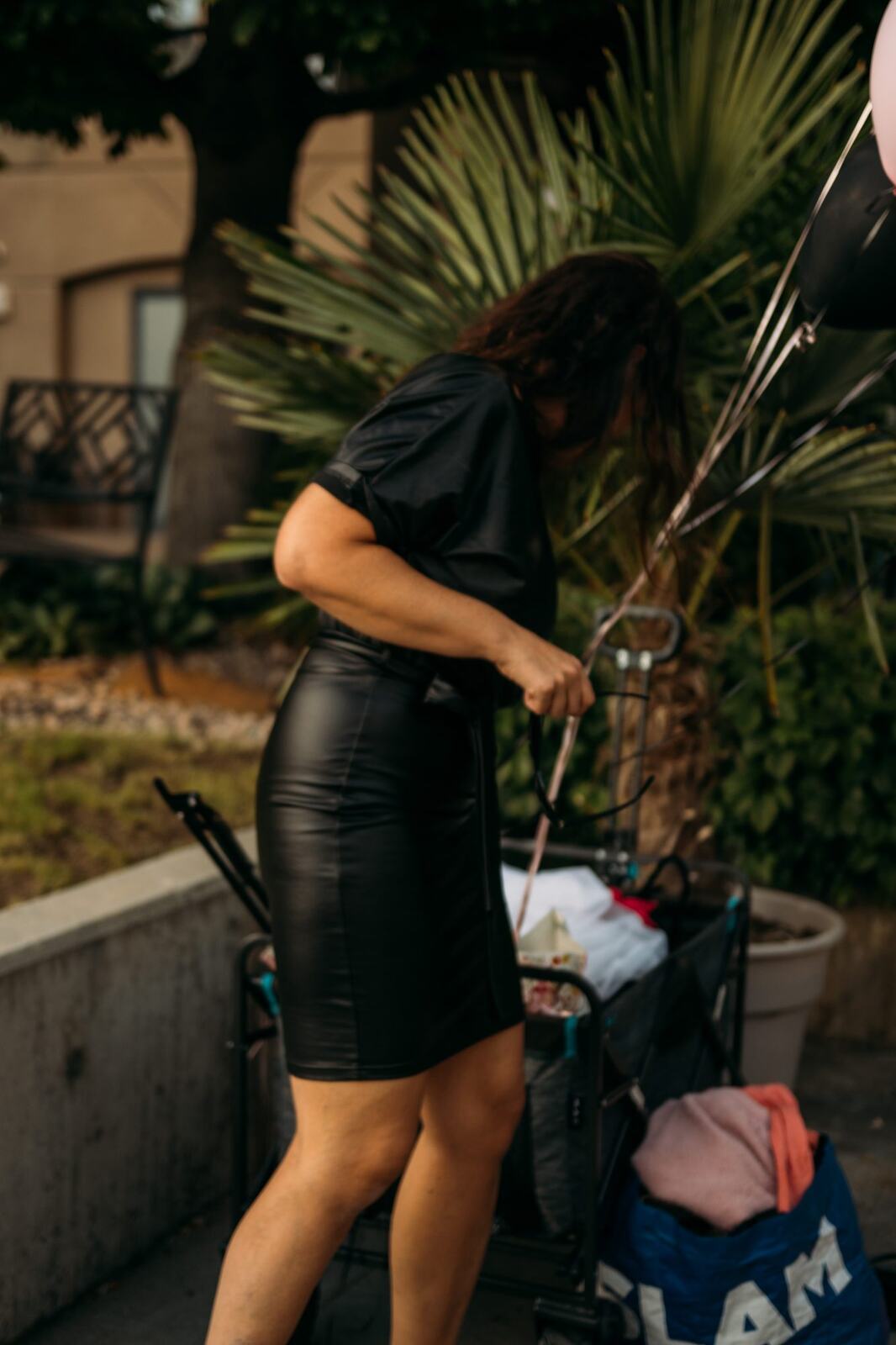 Let's Not Sugarcoat It, Fall corporate story frame 25: A brighter business-portrait set for Let's Not Sugarcoat It: balloons, pink dress, sunglasses, cups and a public voice with more charge..