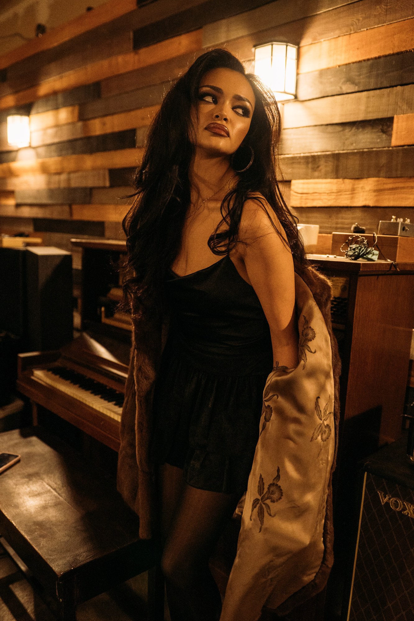 Music Studio Portraits: Standing portrait beside the piano.