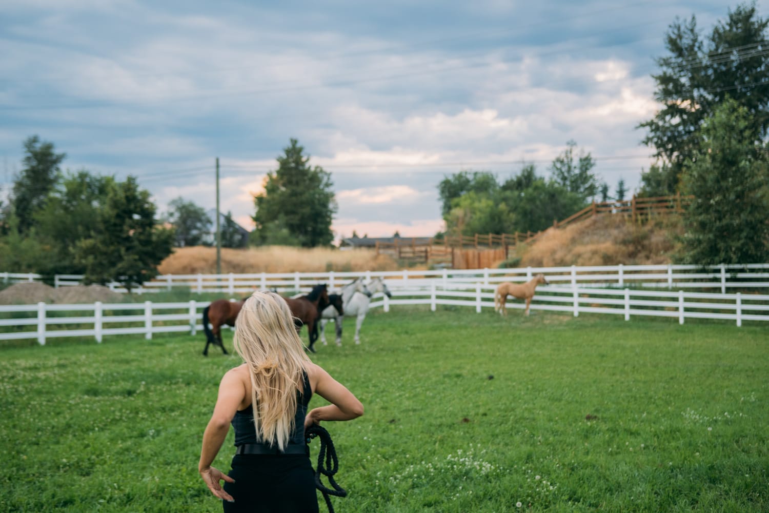 Ashton at the Ranch portraits story frame 10: Ranch portraits for Ashton in Kelowna, with horses, open pasture, quiet country styling and Okanagan light shaped into a grounded portrait story.