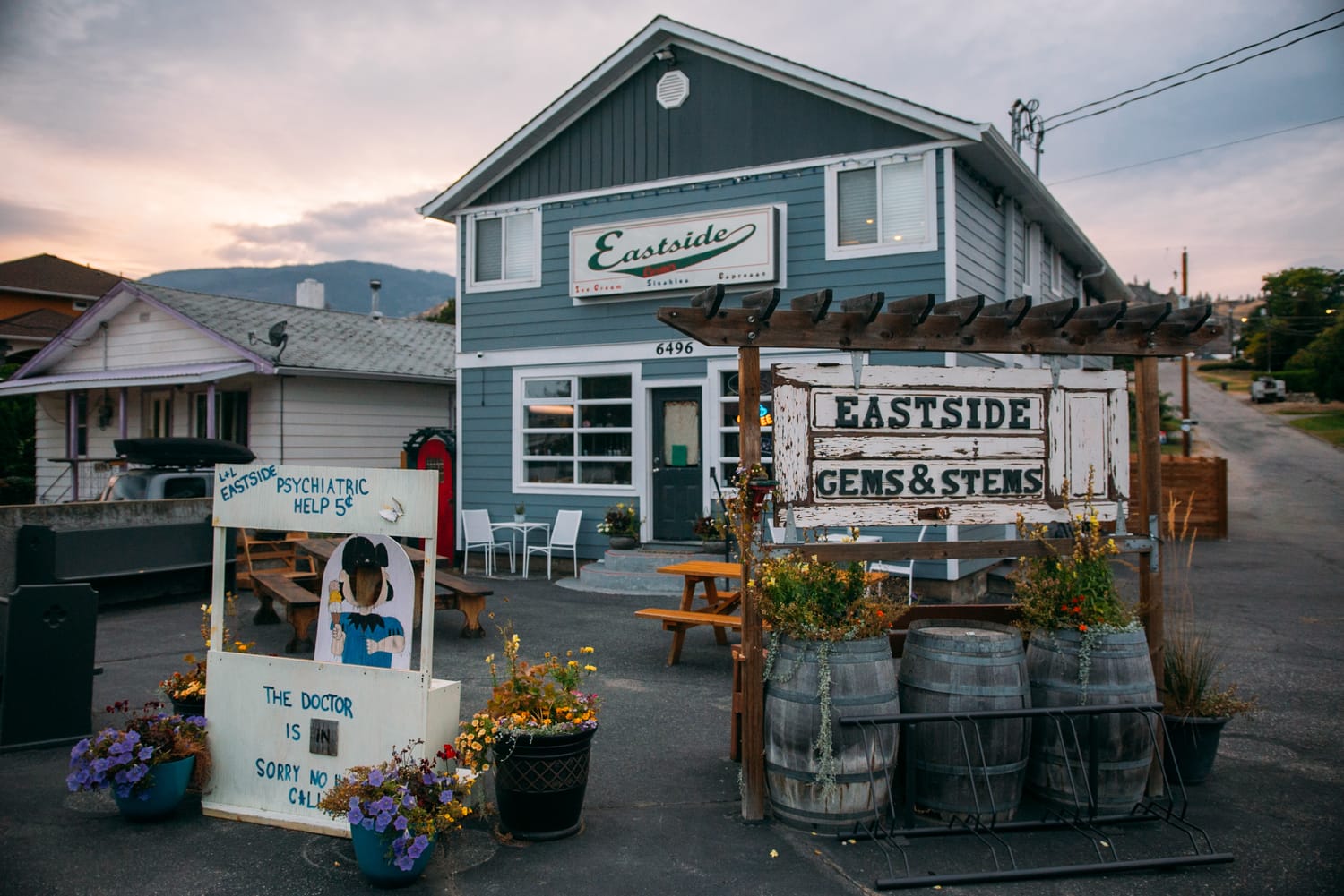 Bailley of Gems & Stems corporate story frame 18: Brand photography for Bailley of Gems & Stems in Oliver, BC, with flowers, owner portraits, Eastside signage, shop details and warm maker-led business imagery..