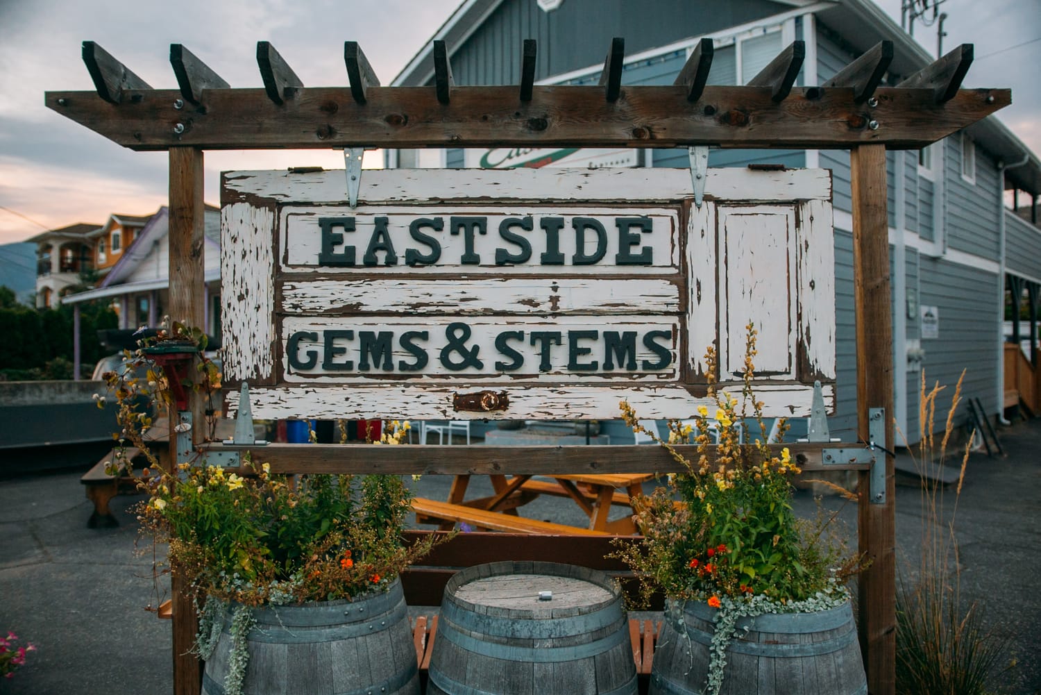 Bailley of Gems & Stems corporate story frame 19: Brand photography for Bailley of Gems & Stems in Oliver, BC, with flowers, owner portraits, Eastside signage, shop details and warm maker-led business imagery..