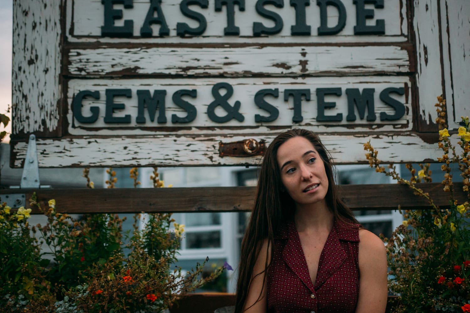 Bailley of Gems & Stems corporate story frame 21: Brand photography for Bailley of Gems & Stems in Oliver, BC, with flowers, owner portraits, Eastside signage, shop details and warm maker-led business imagery..
