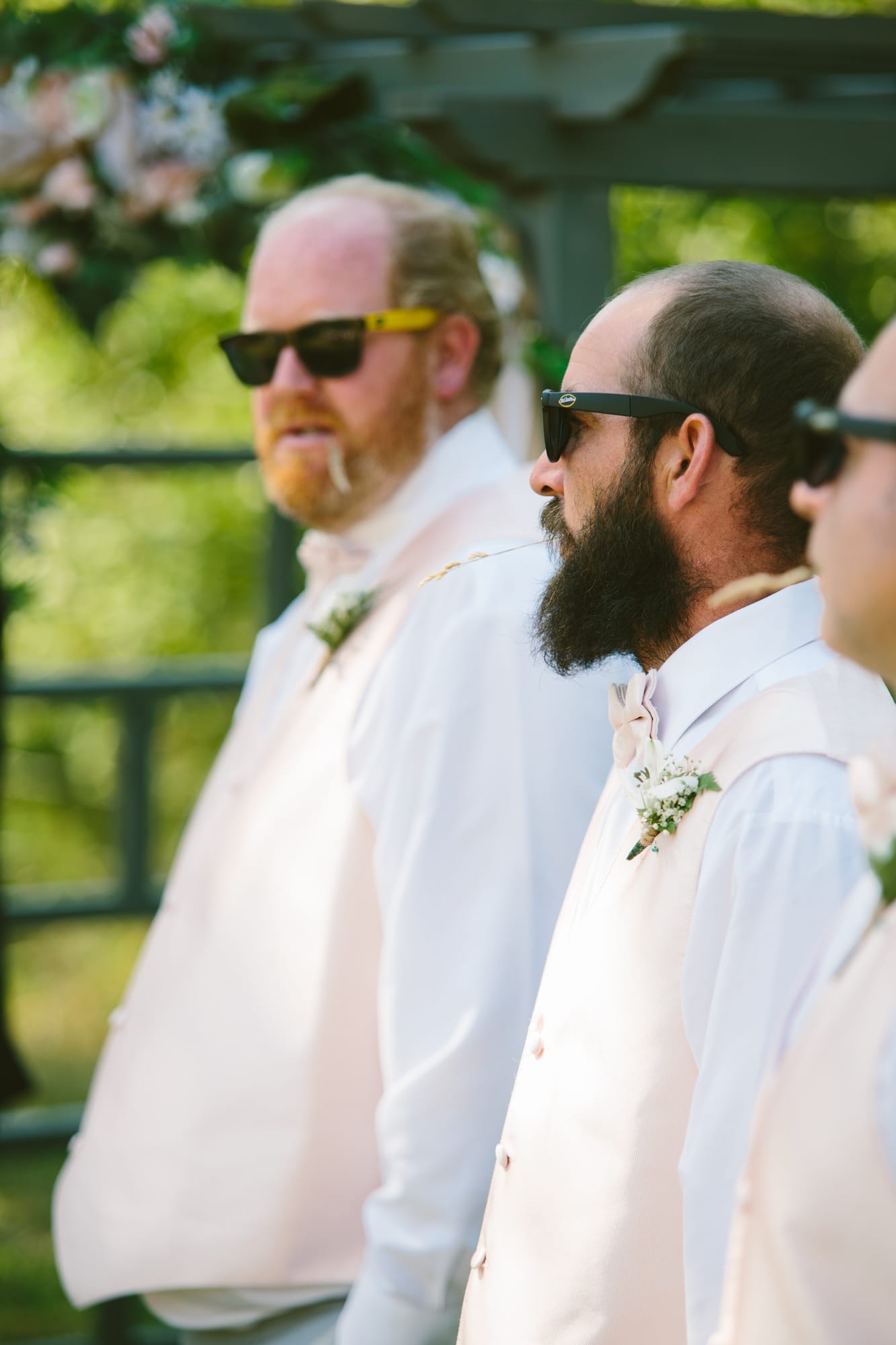 Barbara and Ryan weddings story frame 13: A Salmon Arm wedding near Mount Ida, moving from a private yard to Marine Peace Park and wharf portraits, with the groom's trucking life part of the story..