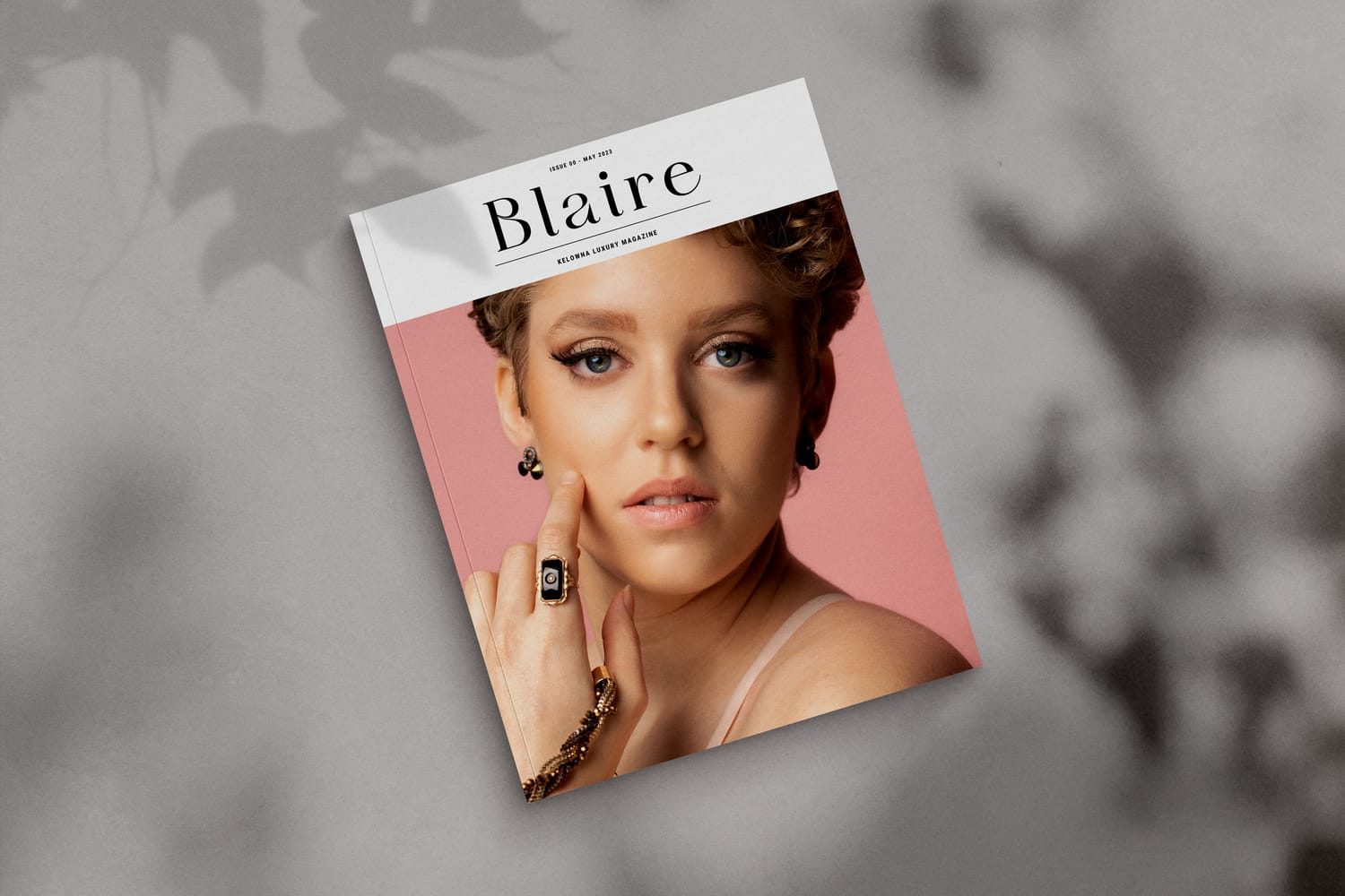 Blaire Magazine corporate story frame 1: Magazine cover, editor-page and article layout concepts for Blaire, connected to the Diva Den and Barbershoppe brand collaboration..
