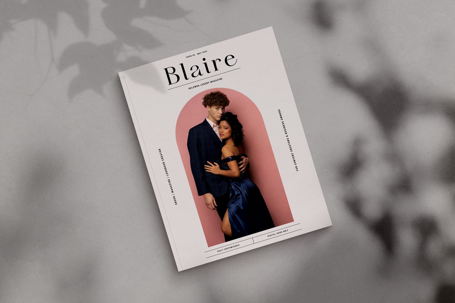 Blaire Magazine corporate story frame 3: Magazine cover, editor-page and article layout concepts for Blaire, connected to the Diva Den and Barbershoppe brand collaboration..