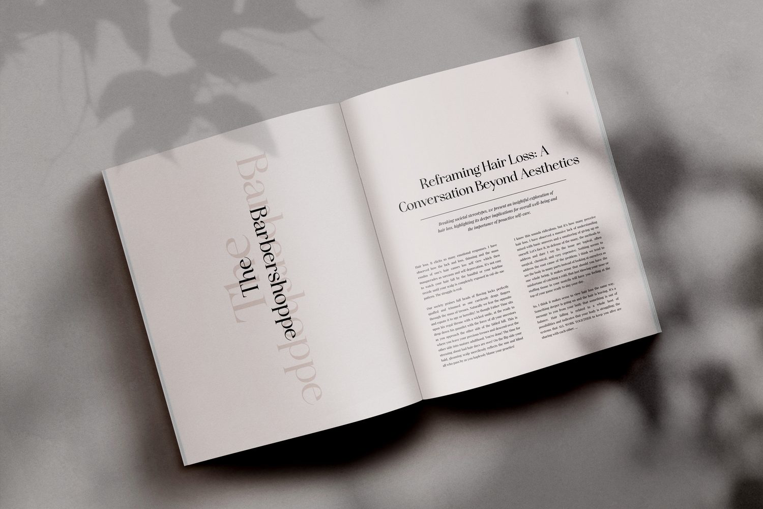 Blaire Magazine corporate story frame 19: Magazine cover, editor-page and article layout concepts for Blaire, connected to the Diva Den and Barbershoppe brand collaboration..