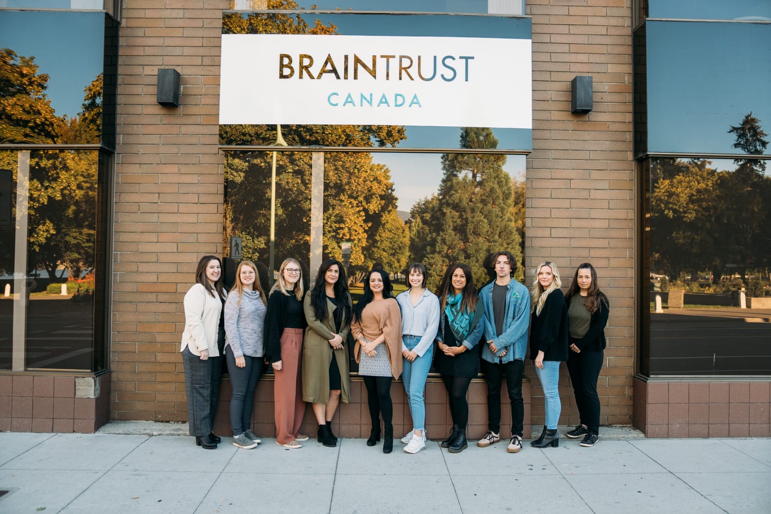 BrainTrust Canada Office corporate story frame 3: Office, team and location photography for BrainTrust Canada in Kelowna, with building images, group photos, staff portraits and interior details for local communications..