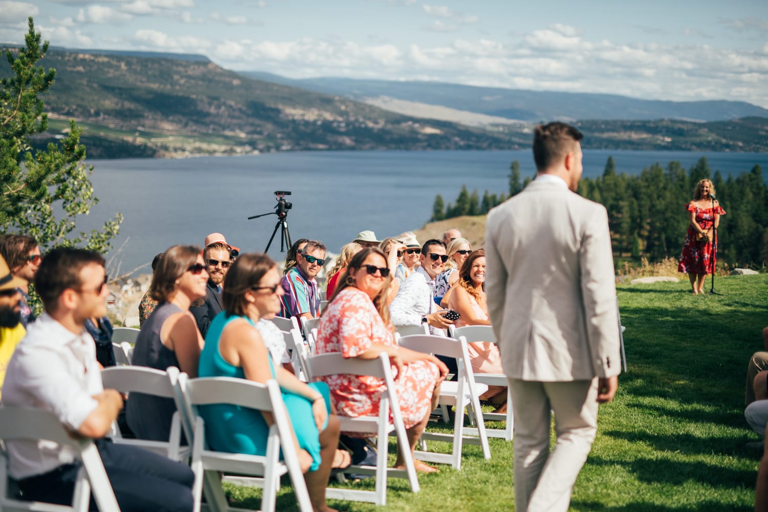 Brooke and Dave weddings story frame 19: A Fintry wedding at LaCasa Lakeside Resort, with a heart-opening ceremony, Okanagan Lake context and a danced-out ceremony exit..