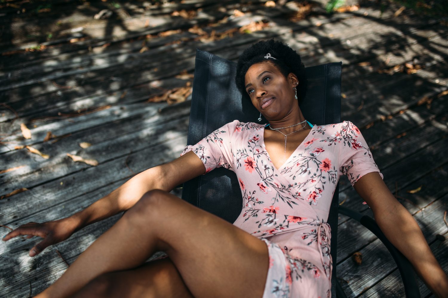 Dee-J by the Pool in Miami portraits story frame 8: Poolside portraits with Dee-J Spaulding in Miami, moving through direct expression, swimwear details, bright water and warm Florida light.