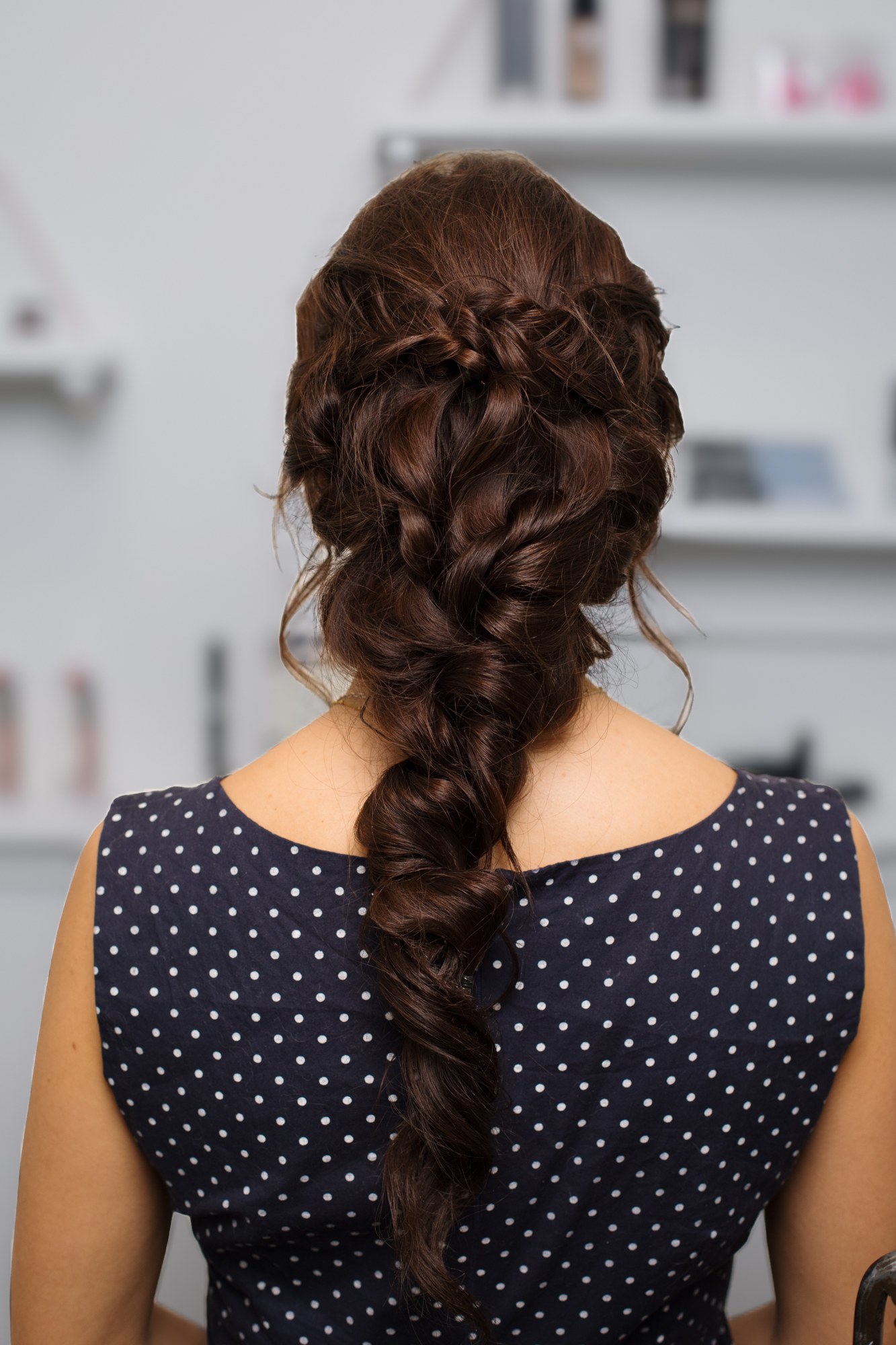 Bridal Beauty at Diva Den: Rear view of Sunny’s braided hairstyle.