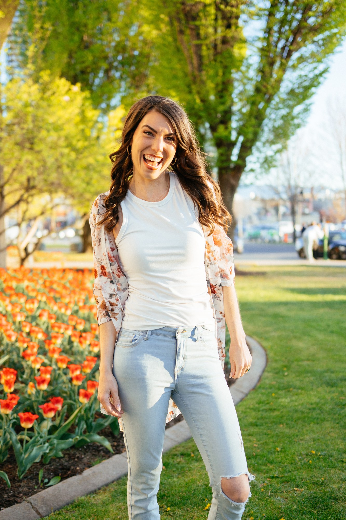 Lindsay — White Top & Jeans.