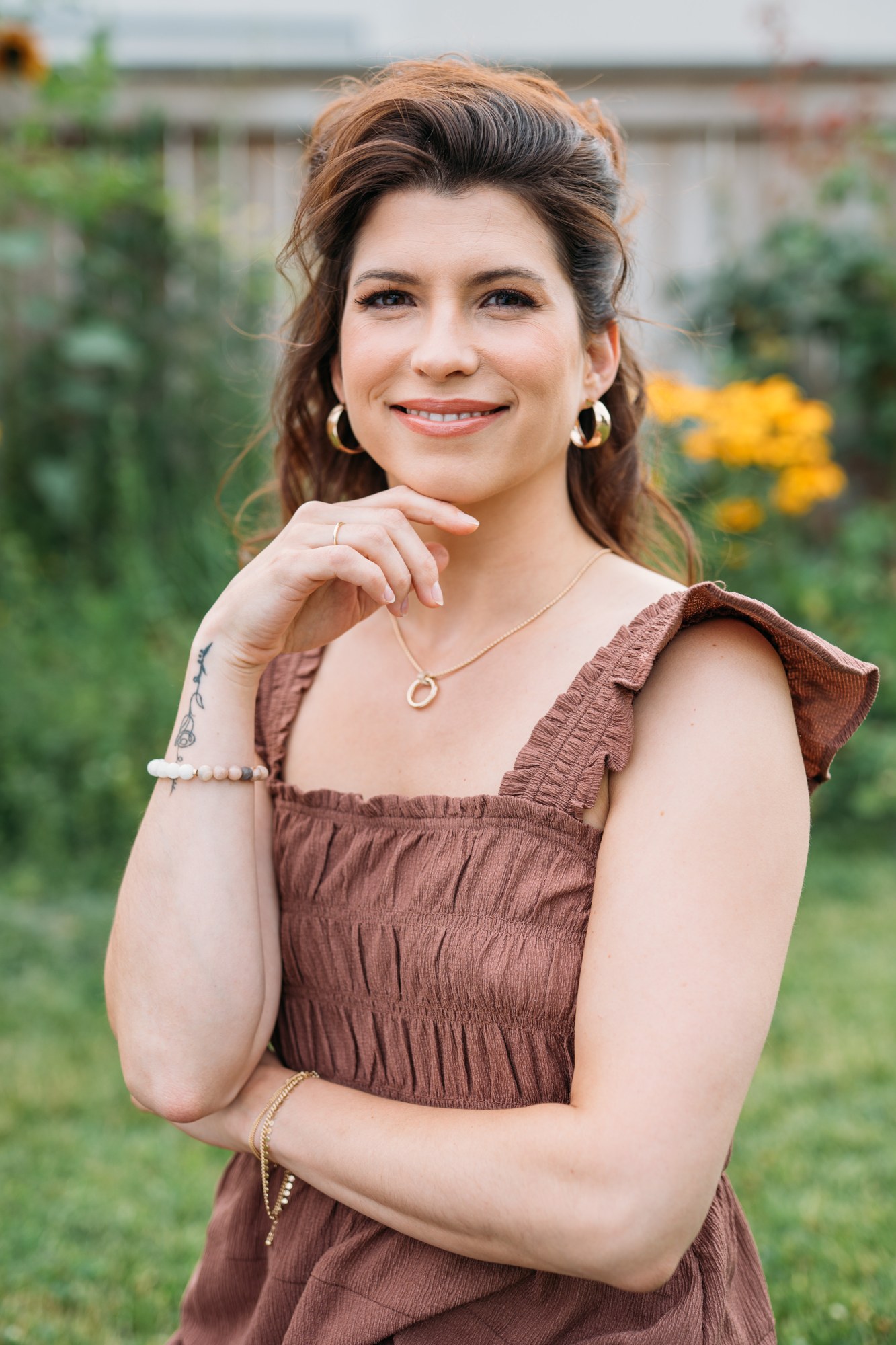 Marie — - Look 1, Garden Wall - Seated.