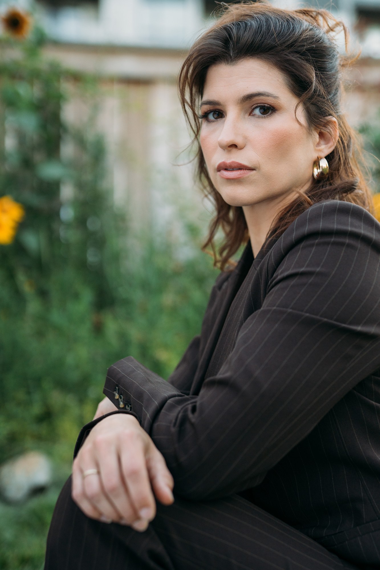 Marie — - Look 2, Yellow Flowers - Seated & Standing.
