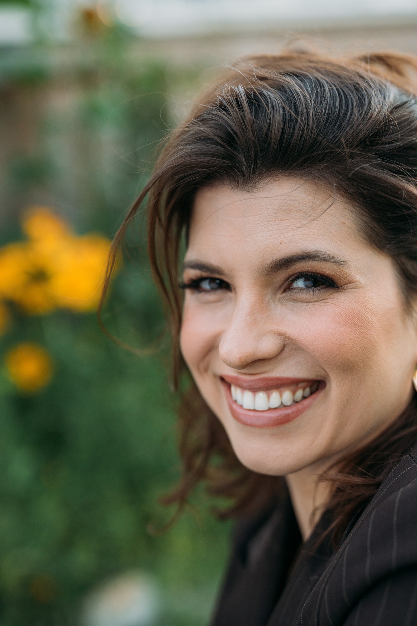 Marie — - Look 2, Yellow Flowers - Seated & Standing.