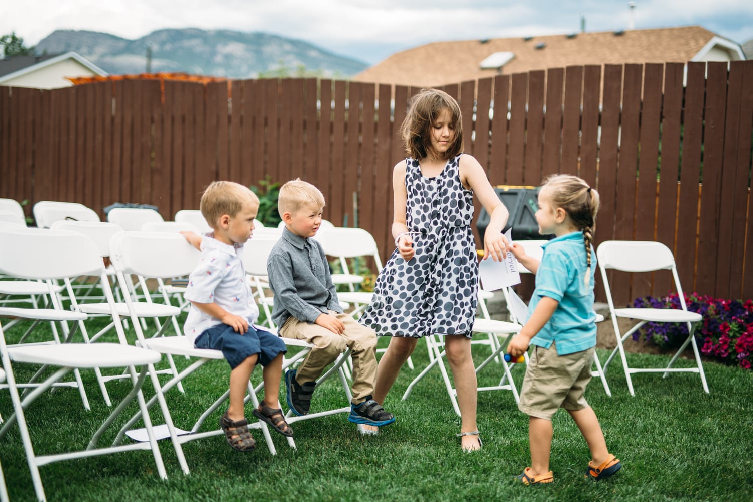 Hannah and Max weddings story frame 2: A sweet private backyard wedding in Kamloops, with family closeness, friend energy, weather and detail moments that make the archive feel alive..