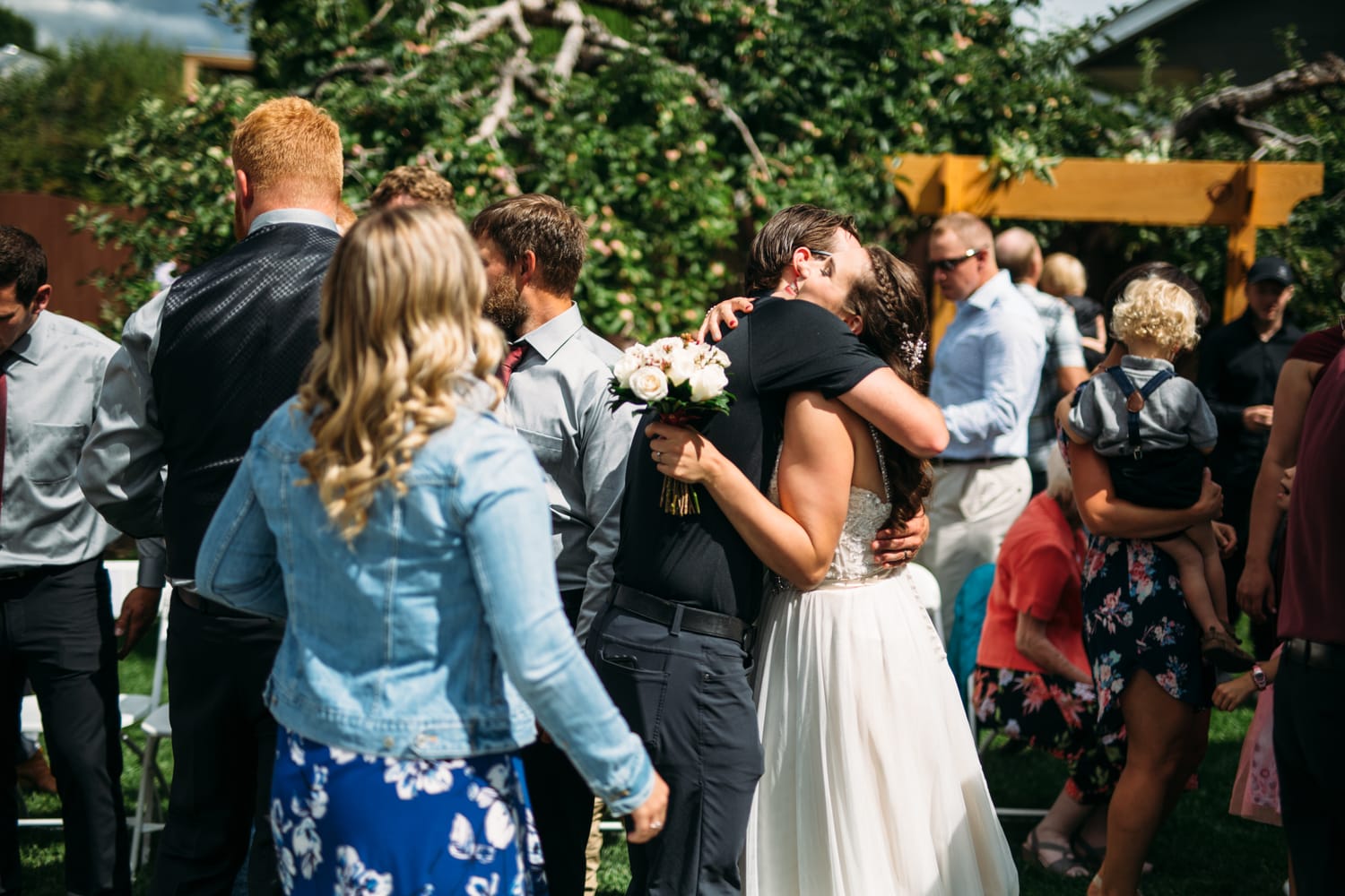 Hannah and Max weddings story frame 16: A sweet private backyard wedding in Kamloops, with family closeness, friend energy, weather and detail moments that make the archive feel alive..