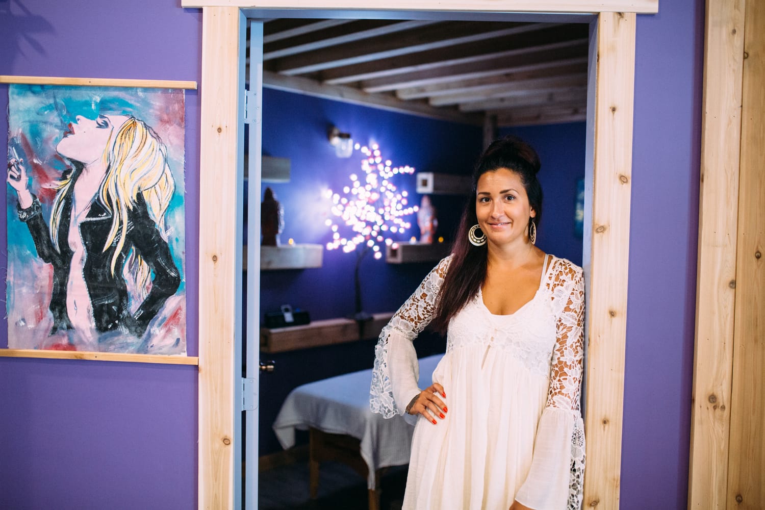 Lavender Lotus corporate story frame 9: Wellness brand photography for Lavender Lotus in the Okanagan, with interiors, product details, owner portraits, staff portraits and treatment-room atmosphere for a local wellness business..