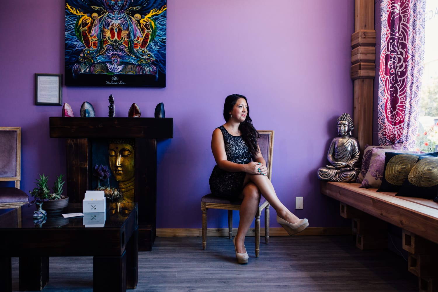 Lavender Lotus corporate story frame 21: Wellness brand photography for Lavender Lotus in the Okanagan, with interiors, product details, owner portraits, staff portraits and treatment-room atmosphere for a local wellness business..