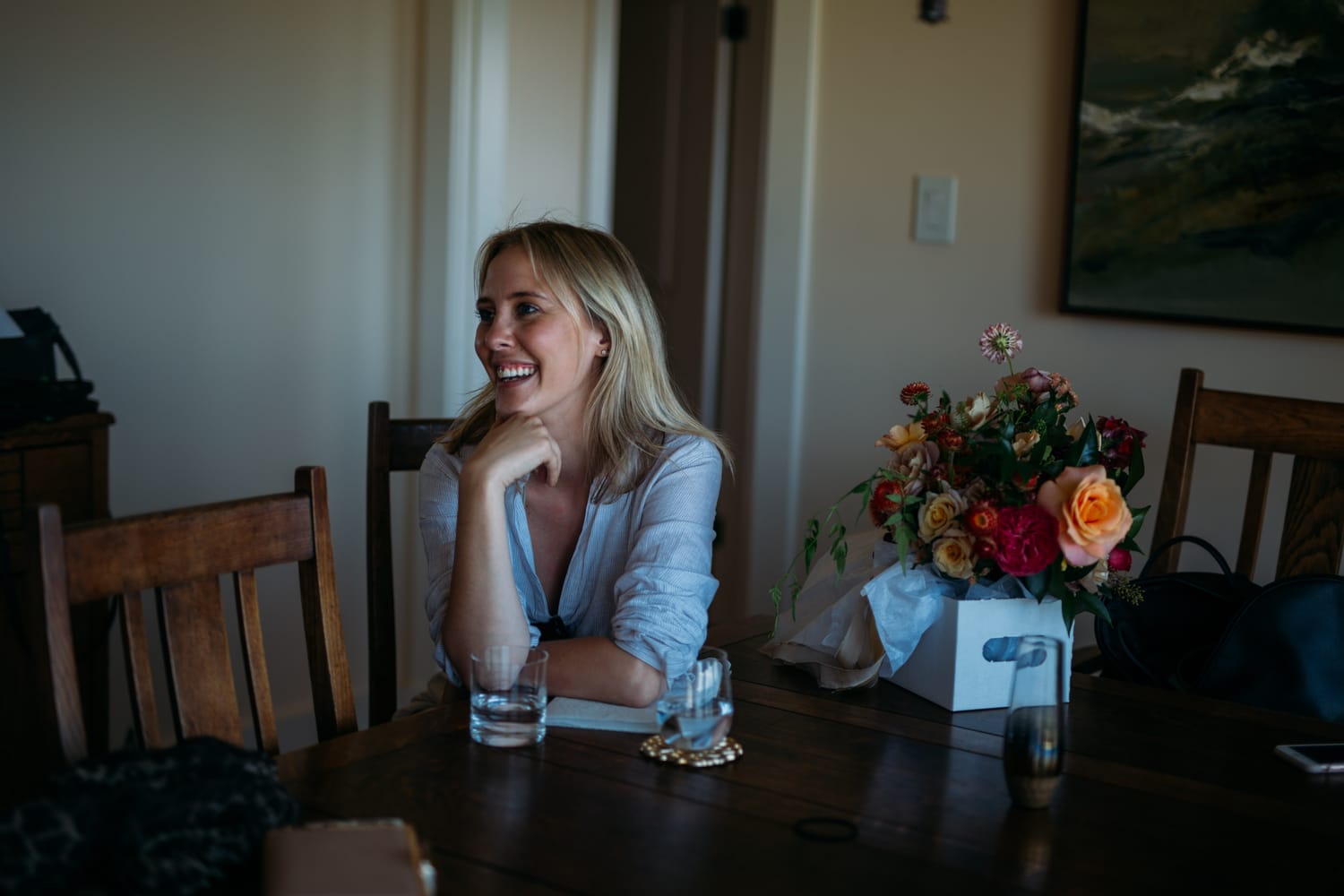 Mara and Casey weddings story frame 23: A Vancouver Island private-home wedding near Qualicum Beach, with Bowser prep, Friday gathering energy, custom vendors, kids, friends and cool Island air..
