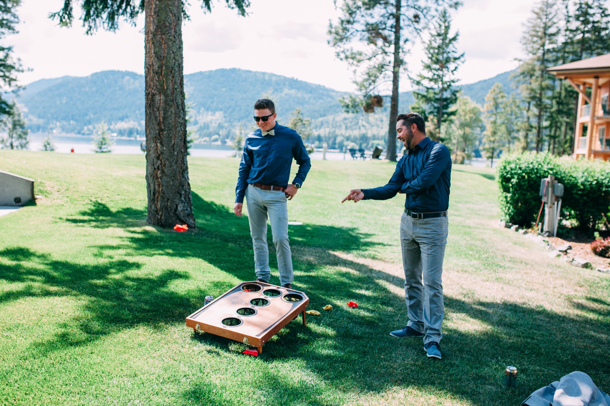 Mel & Eric: Lawn games beside the lake.