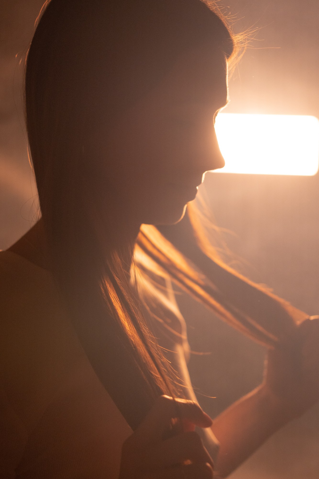 Our Yoga Space Studio Portraits: Deliberate graphic profile silhouette.