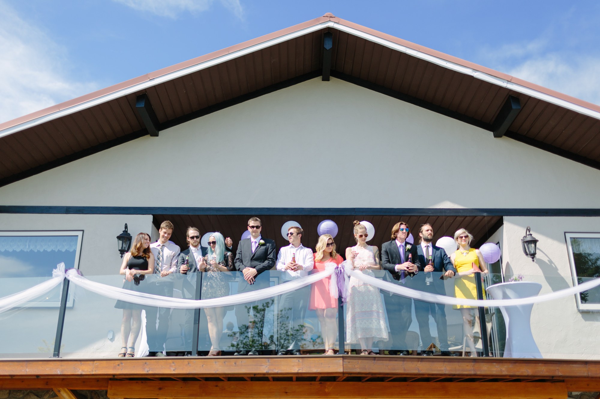 Shannon & Ehren: A group portrait on the balcony.