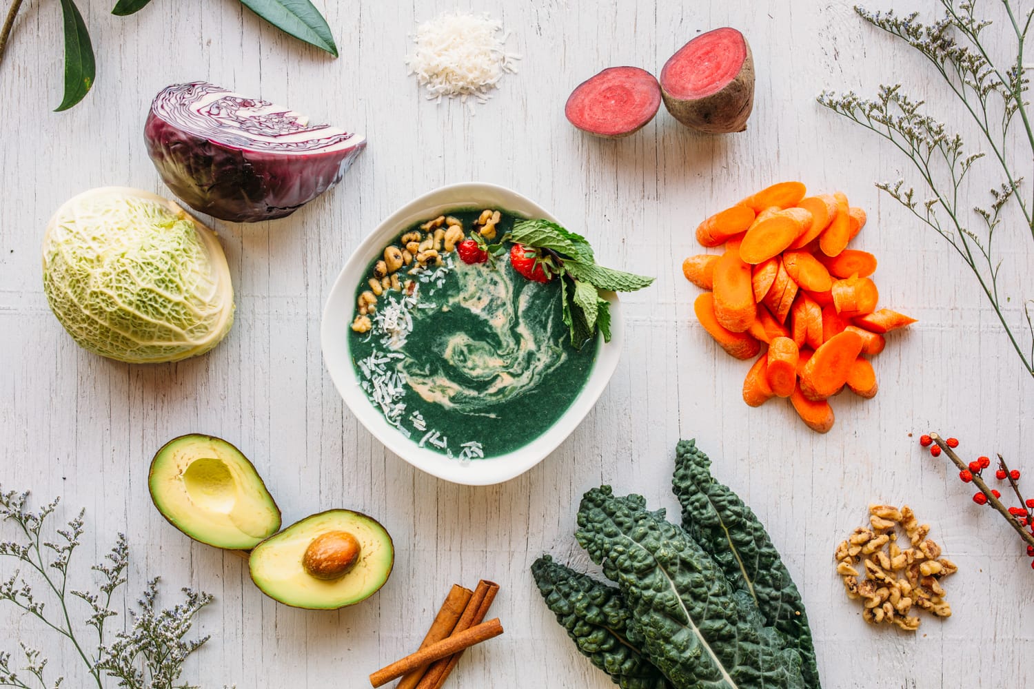 Smudge Noshery corporate story frame 10: Food and hospitality brand photography for Smudge Noshery in Salmon Arm, BC, with colourful flatlays, smoothies, bowls, cafe details and commercial product images for a local restaurant..