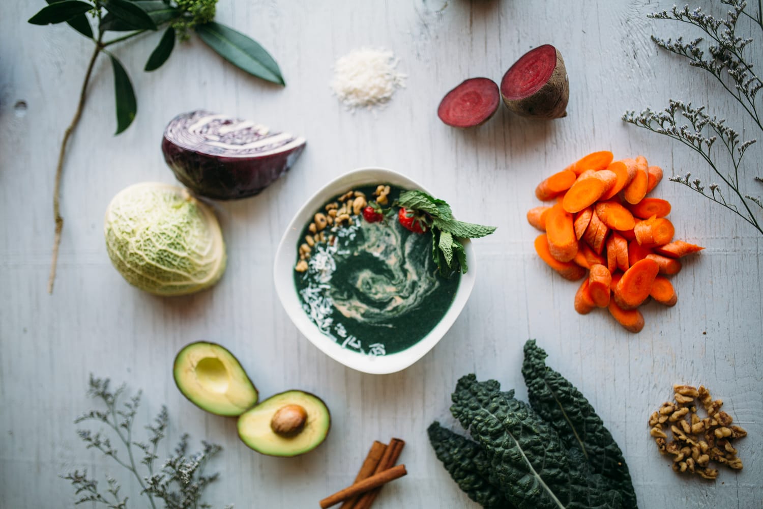 Smudge Noshery corporate story frame 18: Food and hospitality brand photography for Smudge Noshery in Salmon Arm, BC, with colourful flatlays, smoothies, bowls, cafe details and commercial product images for a local restaurant..