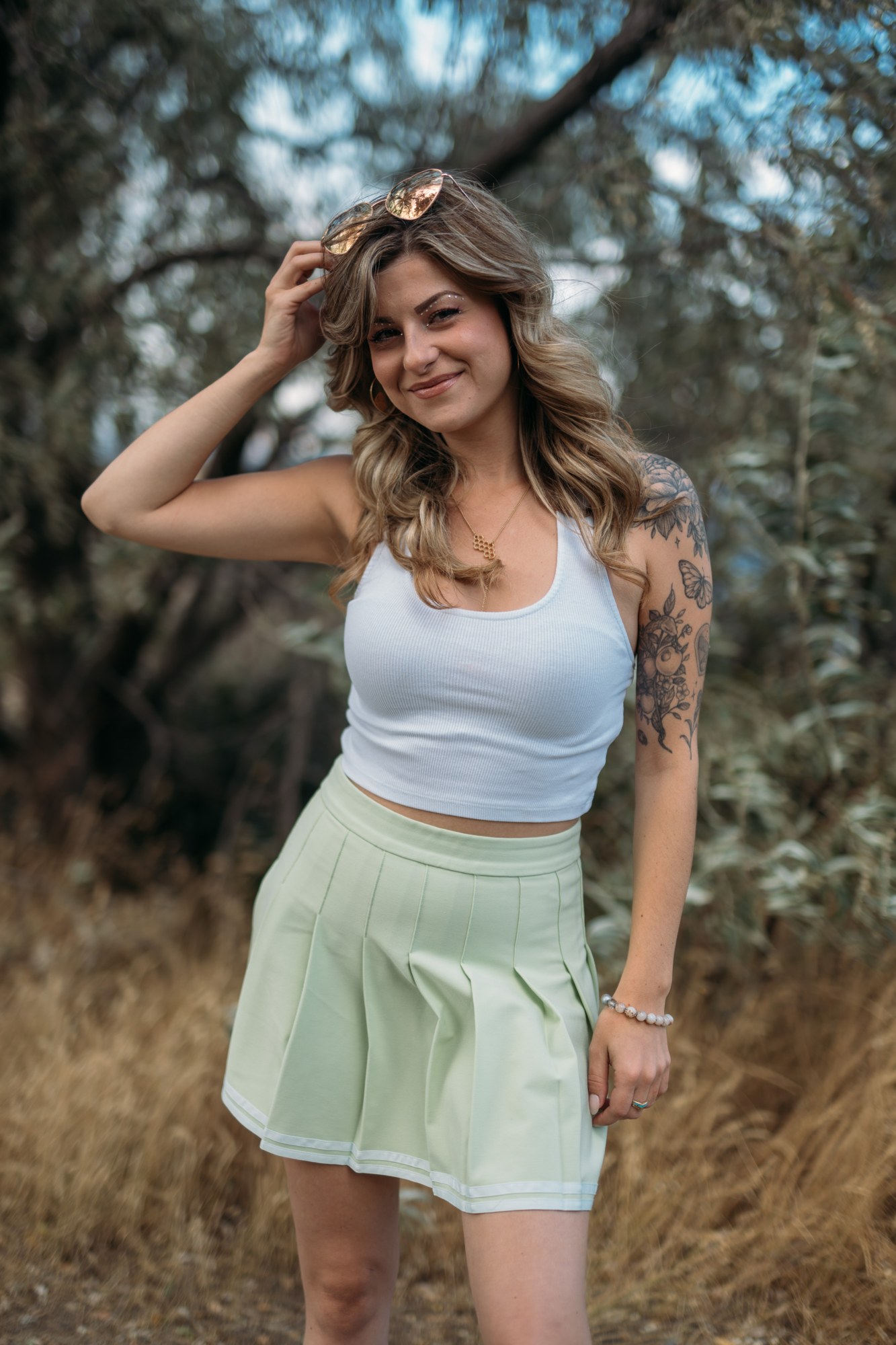 Sophia at Bertram Creek Park: Warm full figure on the path.
