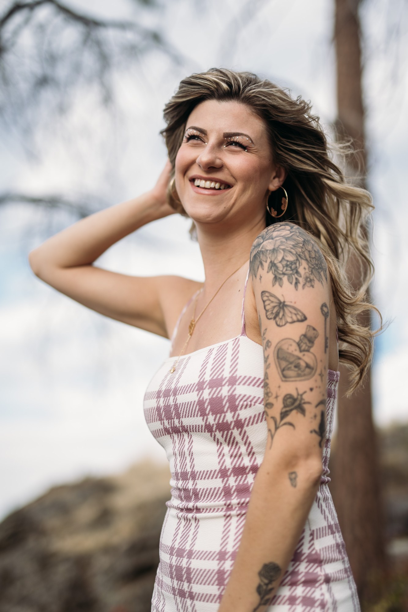 Sophia at Bertram Creek Park: Open laughing turn.