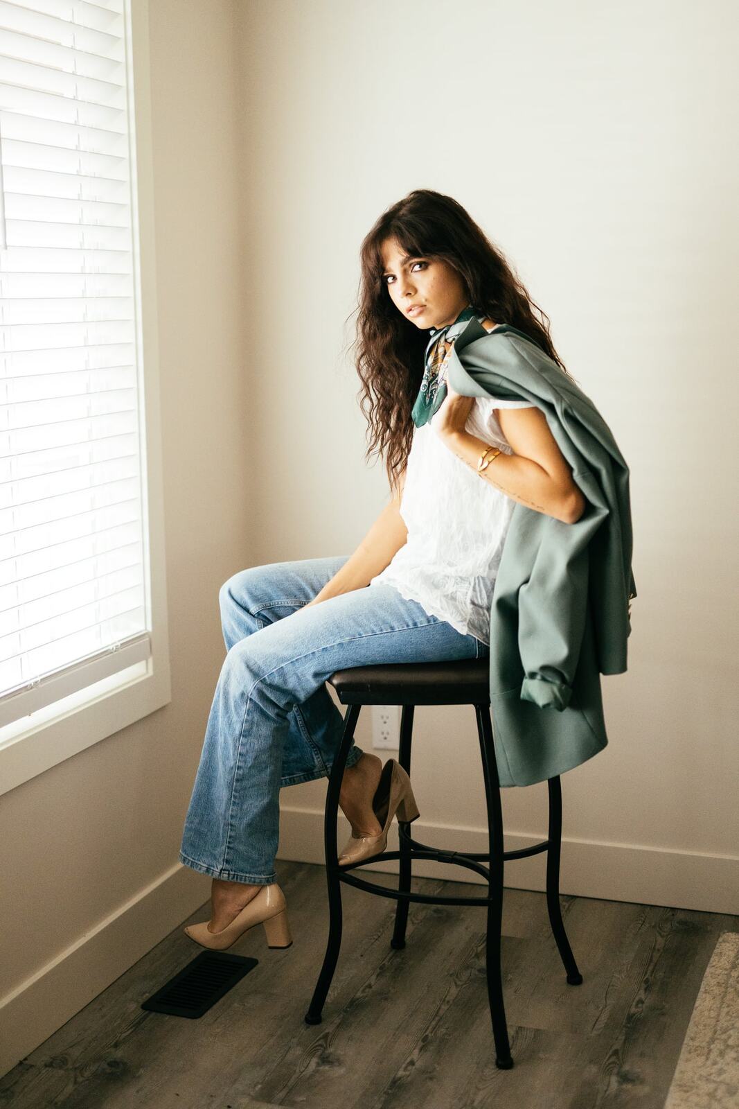 Sunny in Soft Indoor Light portraits story frame 1: A polished Sunny portrait set with a softer editorial feel.