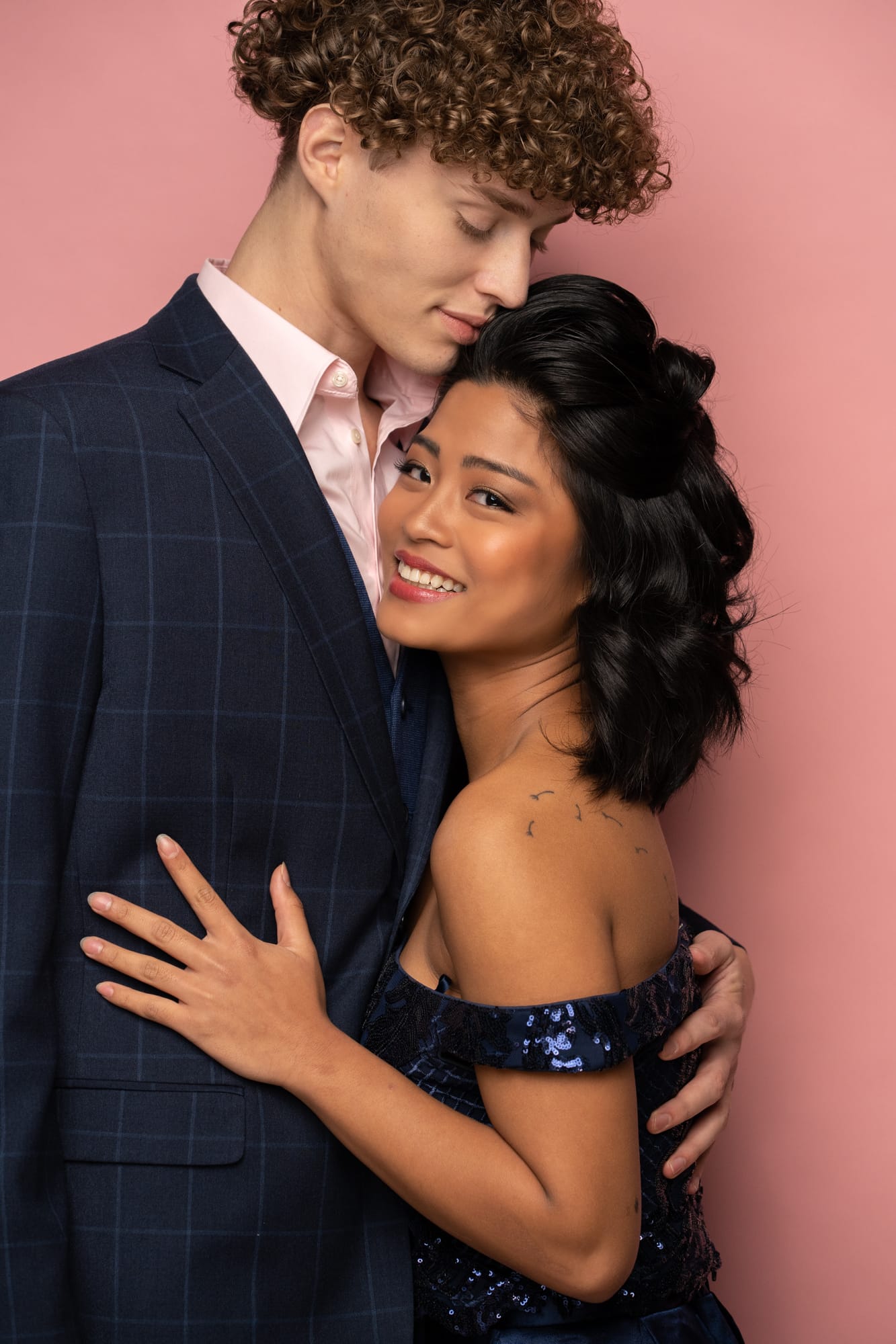 The Barbershoppe / Diva Den Bridal Formals corporate story frame 33: Collaborative bridal-formal brand photography for The Barbershoppe and Diva Den Day Spa at Kelowna Film Studios, with hair, makeup, formal looks, studio portraits and campaign-ready beauty imagery..