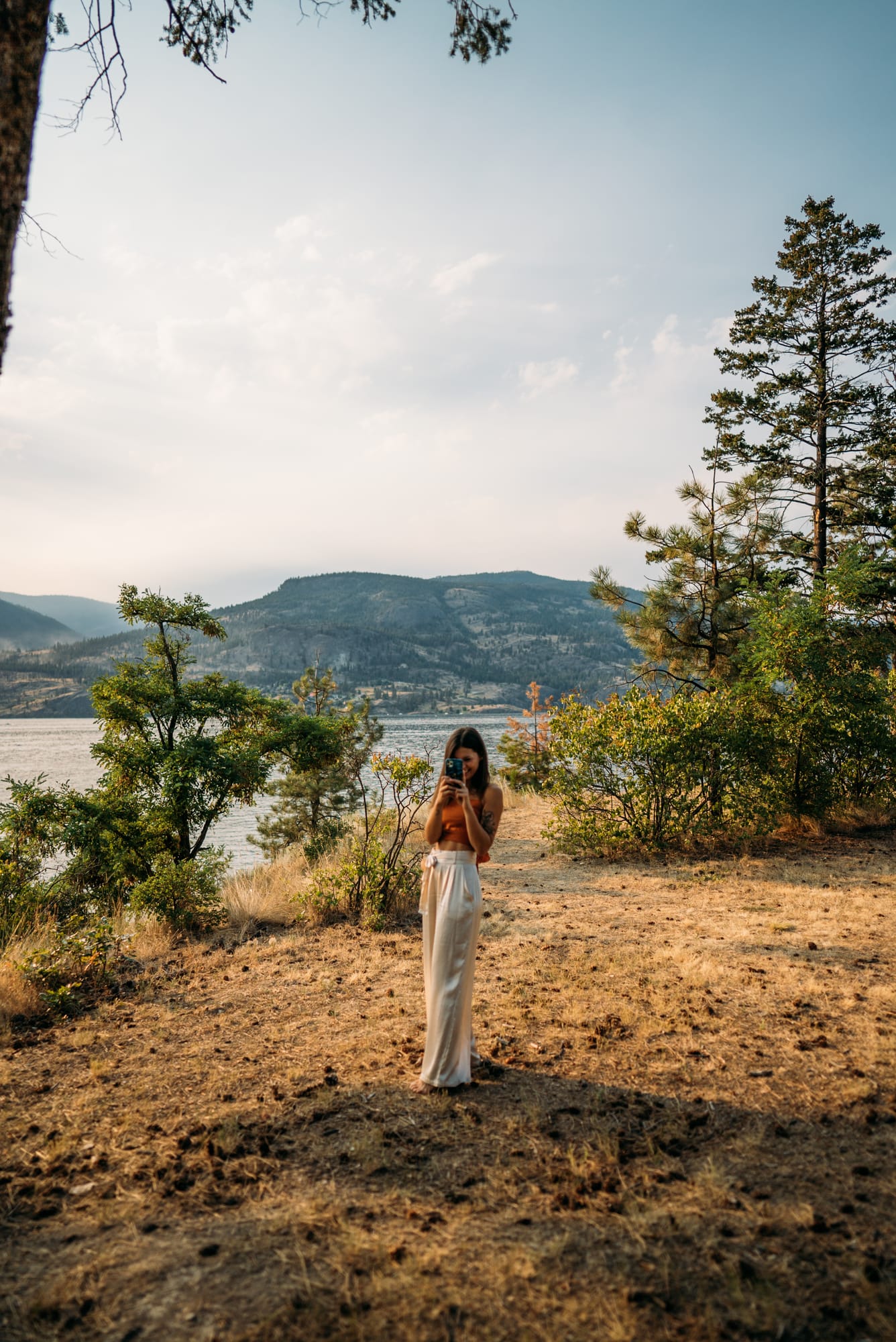 The Living Narrative, Sol corporate story frame 1: Personal-brand photography for The Living Narrative in Kelowna, with Sol in warm Okanagan light, lakeside portrait range and profile-ready images for creative business use..