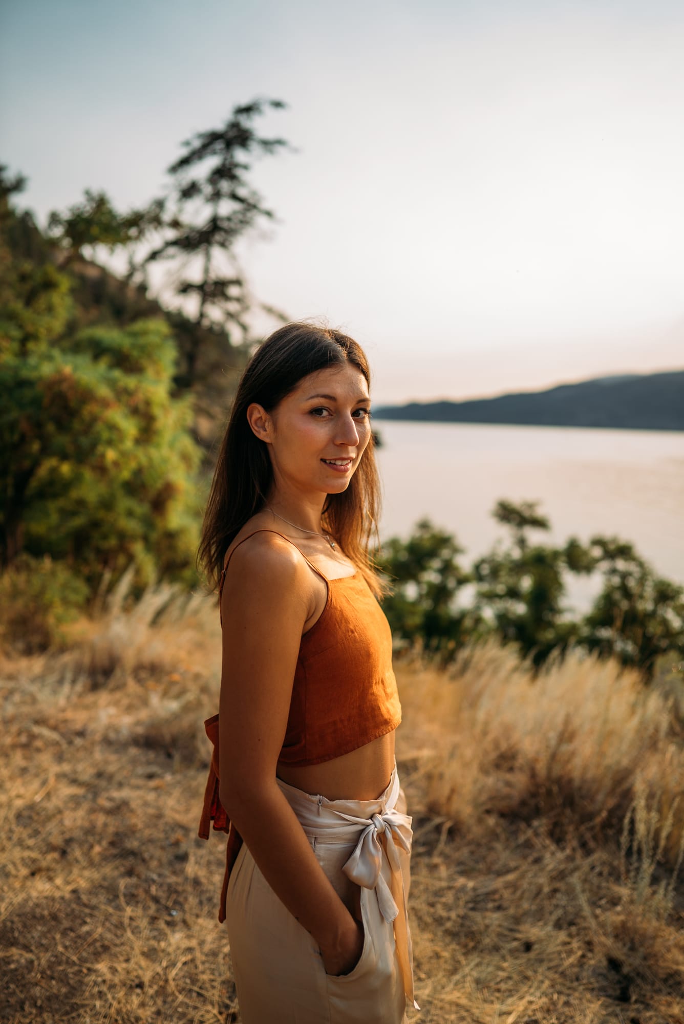The Living Narrative, Sol corporate story frame 17: Personal-brand photography for The Living Narrative in Kelowna, with Sol in warm Okanagan light, lakeside portrait range and profile-ready images for creative business use..