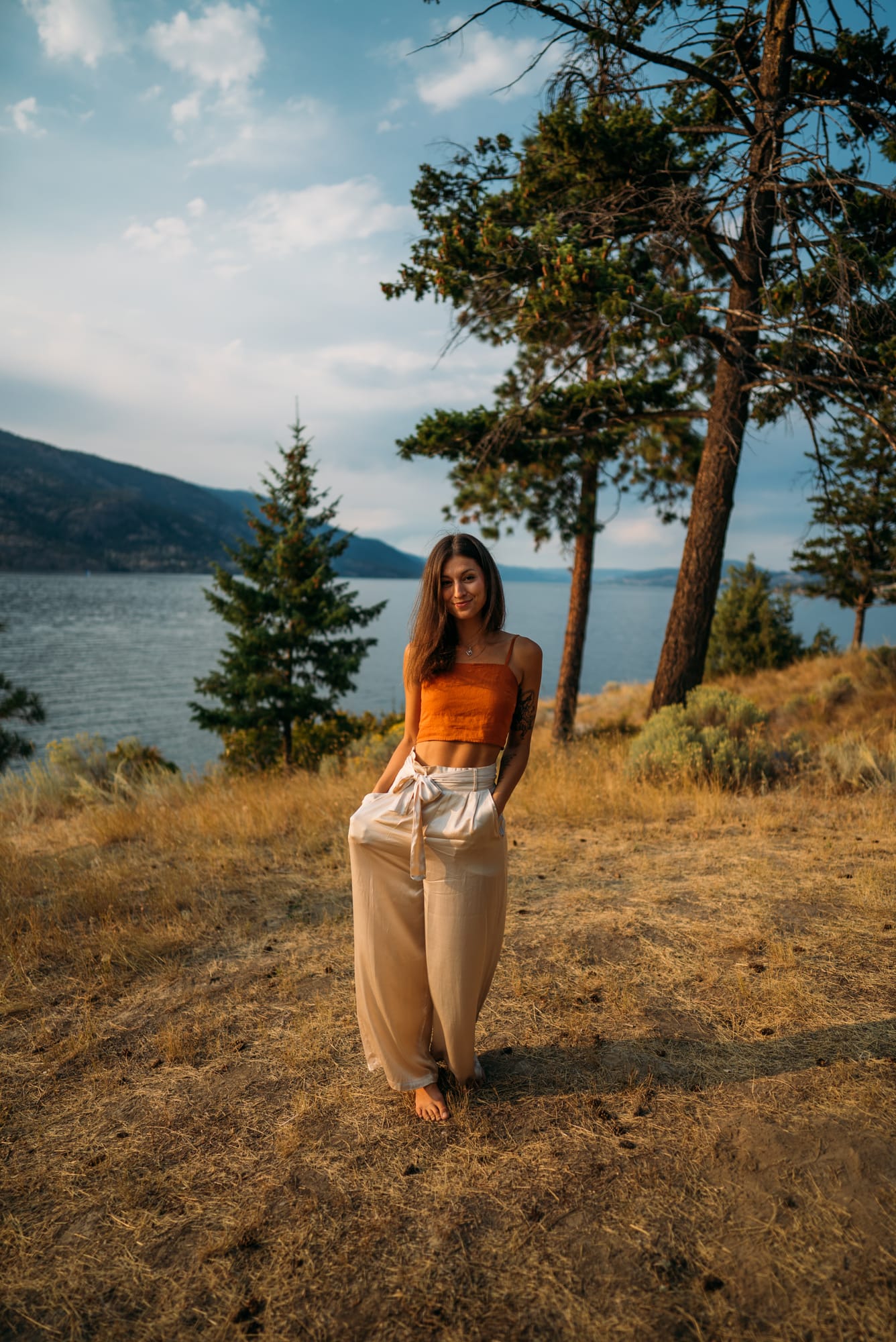 The Living Narrative, Sol corporate story frame 19: Personal-brand photography for The Living Narrative in Kelowna, with Sol in warm Okanagan light, lakeside portrait range and profile-ready images for creative business use..