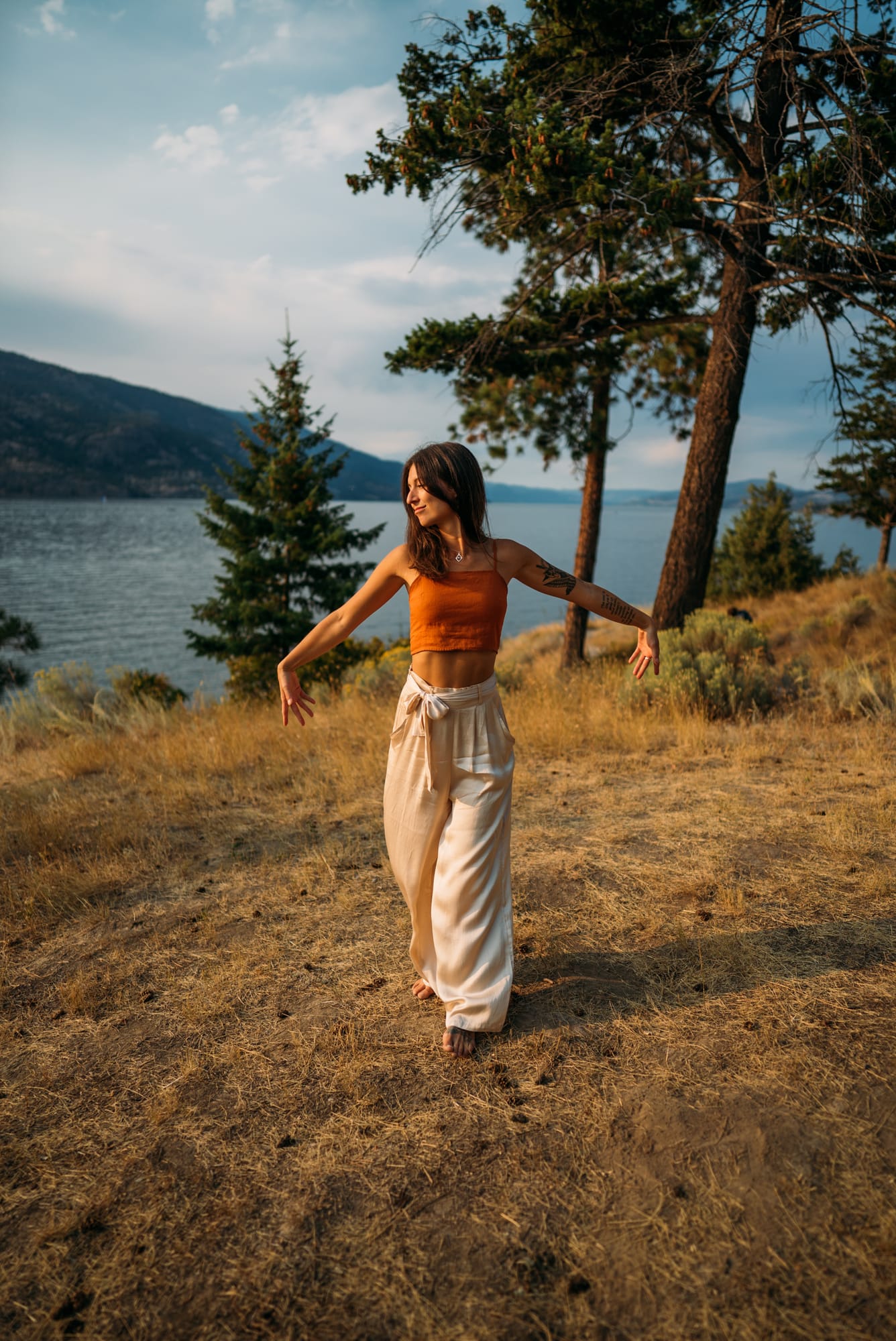 The Living Narrative, Sol corporate story frame 21: Personal-brand photography for The Living Narrative in Kelowna, with Sol in warm Okanagan light, lakeside portrait range and profile-ready images for creative business use..