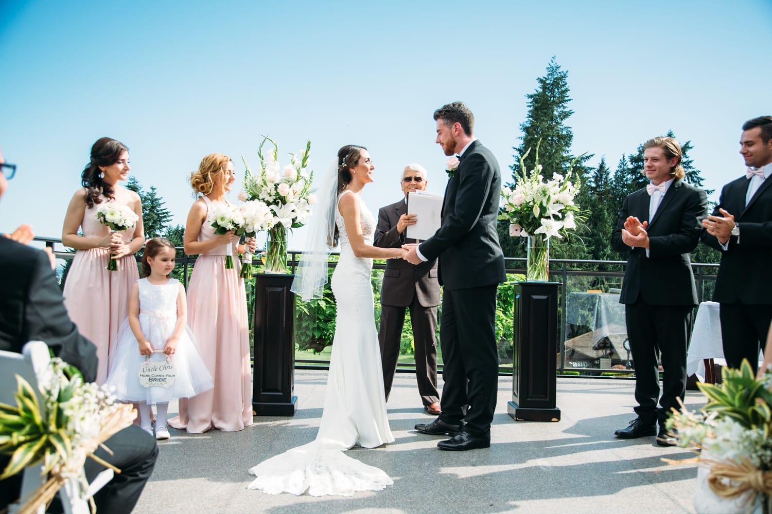 Vesta and Chris weddings story frame 23: A West Vancouver wedding at Capilano Golf and Country Club, with Iranian and Scottish family details, formal club atmosphere, dresses and kilts..
